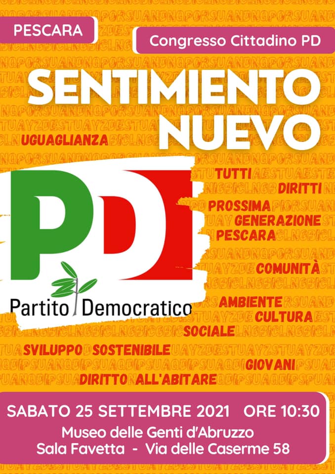 Il 25 settembre il Congresso dell’Unione Comunale del Pd di Pescara