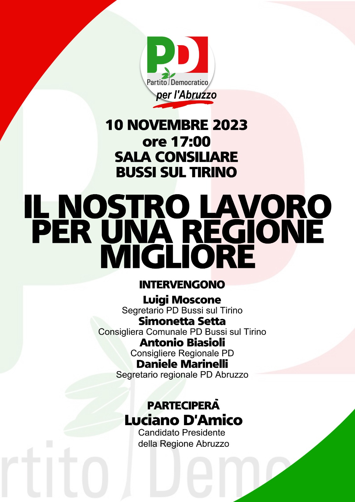 Il nostro lavoro per una Regione migliore: il 10 novembre l’evento del PD a Bussi sul Tirino